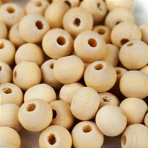 Contas de Madeira 10mm Cor-Natural 480g