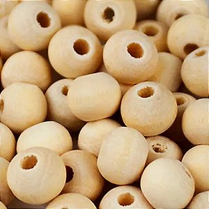 Contas de Madeira 18mm Cor-Natural 480g
