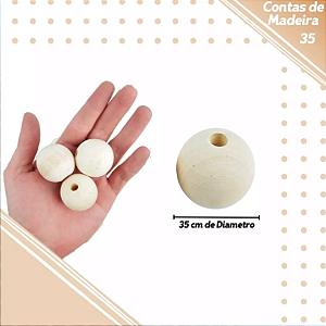 Contas de Madeira 35mm Cor-Natural 480g