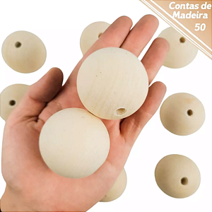 Contas de Madeira 50mm Cor-Natural 480g