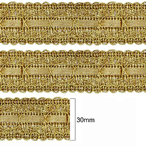 Passamanaria Metalizada 30mm Ref.7340 Cor 23- Ouro 10m