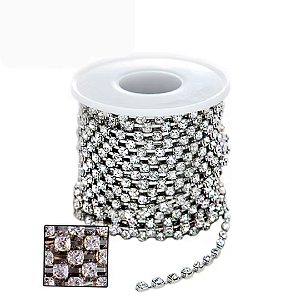 Corrente de Strass CRI Tamanho 8 Cor Niquel 10m