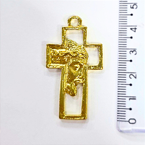 Pingente Cruz Fundição Cor-Dourado Unidade Ref 2958