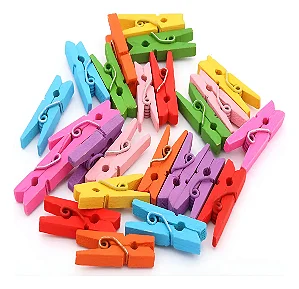 Mini Prendedor de Madeira Cor-Sortido 2,5 cm - 100 Unidades
