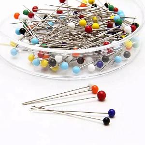 Alfinete Cabeça de Vidro 31mm 100un Colorido UT.1152