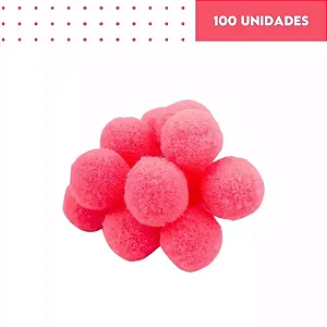 Pompom Solto 14mm-Cor-03 Rosa Neon-Com 100 unidades