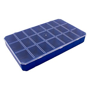 Caixa Organizadora C/21 Divisórias-Cor-Azul Royal com a Tampa Transparente