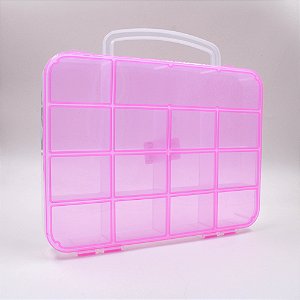Maleta Organizadora C/14 Divisórias-Cor-Transparente Rosa