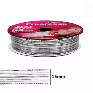Fita Metalizada Progresso M007-15 mm 10 metros Cor-218-Prata