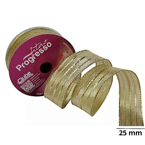 Fita Metalizada Progresso M007-25 mm 10 metros Cor-203 Ouro
