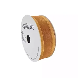 Fita de Voal com Bordas Acetinada ZC 003 Progresso 15mm Cor 1353 Dourado