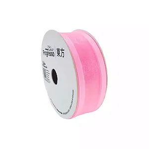 Fita de Voal com Bordas Acetinada ZC 005 Progresso 22mm Cor 240 Rosa Escuro