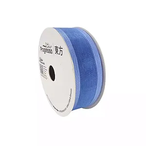 Fita de Voal com Bordas Acetinada ZC 005 Progresso 22mm Cor 2085 Azul Ceu