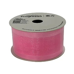 Fita de Voal com Bordas Acetinada ZC 009 Progresso 38mm Cor 240 Rosa Escuro