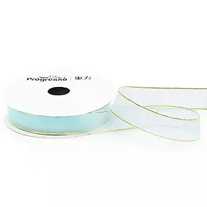 Fita de Voal com Ourela Dourada Progresso ZCD 003 15mm 10mts Cor 212 Azul Bebe