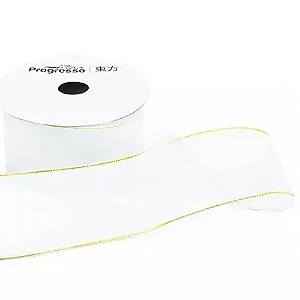 Fita de Voal com Ourela Dourada Progresso ZCD 009 38mm 10mts Cor 201 Branco