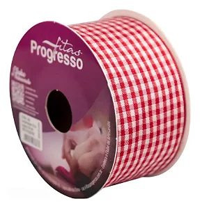 Fita Decorativa Xadrez Tecido Xt009 38mm 10 Metros Cor 209 Vermelho