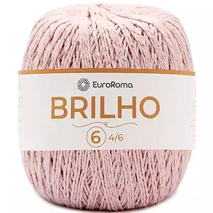 Barbante EuroRoma Brilho Ouro Cor 510 Rosa Bebe n°6 400g
