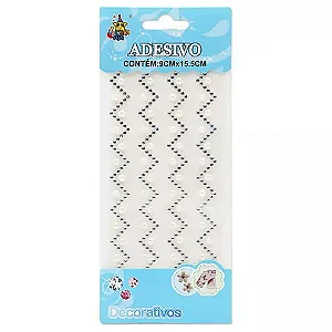 Cartela Adesiva Zig Zag Strass e Pérola