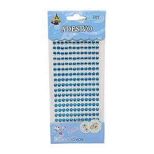 Cartela Adesiva Strass 192 Pçs 6mm Cor Azul