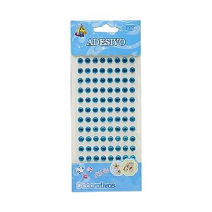 Cartela Adesiva Strass 88 Pçs 8mm Cor Azul