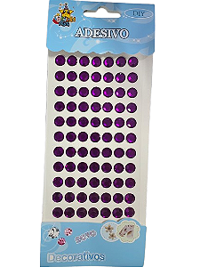 Cartela Adesiva Strass 77 Pçs 10mm Cor Roxo