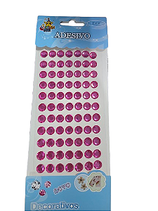 Cartela Adesiva Strass 77 Pçs 10mm Cor Rosa