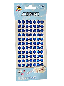 Cartela Adesiva Strass 77 Pçs 10mm Cor Azul