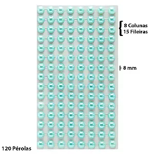 Cartela Adesiva Pérola 120 Pçs 8mm Cor Azul Claro