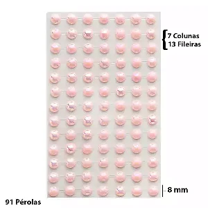 Cartela Adesiva Pérola Irisada 91 Pçs 8mm
