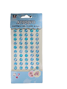Cartela Adesiva Concha Plástica 50pçs Cor Azul Claro Irisada