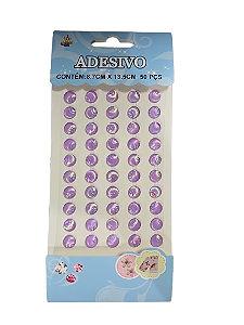 Cartela Adesiva Concha Plástica 50pçs Cor Lilas Irisada