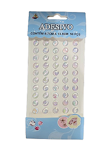 Cartela Adesiva Concha Plástica 50pçs Cor Branco Irisada