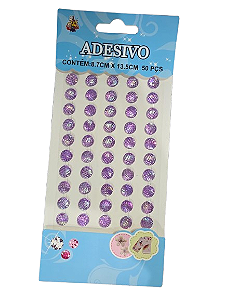 Cartela Adesiva Sereia Plástica 50pçs Cor Lilas Irisado