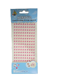 Cartela Adesiva Pérola Rosa Claro Irisado 140Pçs 6mm