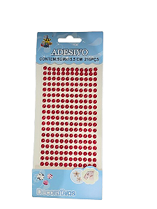 Cartela Adesiva Pérola Vermelho 216Pçs 6mm