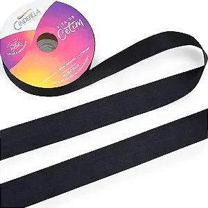 Fita de Cetim Cinderela N.05 22mm com 50mts Cor 12 Preto
