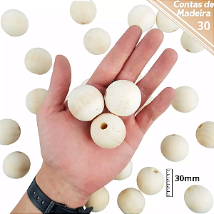 Bola de Madeira 30mm Cor-Natural 500g