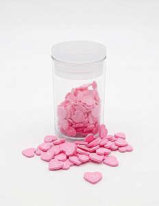 Mini Apliques Biscuit Coração Love Rosa Enfeite para Laços, Artesanato RO.151243