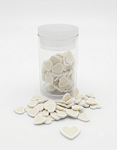 Mini Apliques Biscuit Coração Branco Enfeite para Laços, Artesanato RO.151243