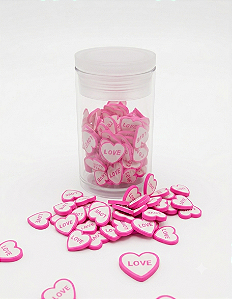 Mini Apliques Biscuit Coração love Pink Enfeite para Laços, Artesanato RO.151243