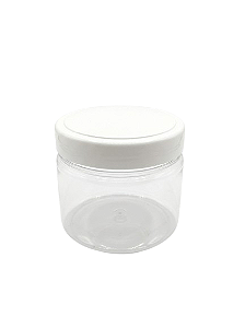 Pote de Plástico 350ml Cristal Com Tampa Branca