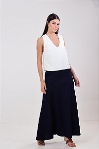 Saia Midi Azul Marinho