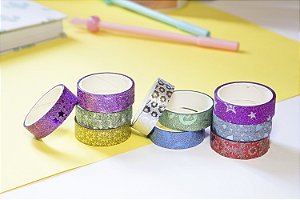 Fita Decorativa Washi Tape | Glitter Estampada