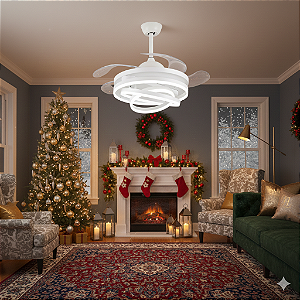 VENTILADOR TETO LUSTRE RETRÁTIL LED LUXUOSO