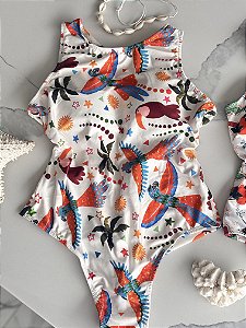 Maiô estampado Meio fio Arara