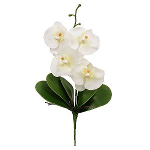 H.ORQUIDEA PHALAENOPSIS C/FOLHA CETIM X4 (BRANCO AMARELO) 33cm (FLORARTE)