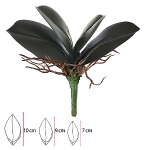 F.FOLHA ORQUIDEA C/ARAME PLASTICO X4 (VERDE) 18cm (FLORARTE)