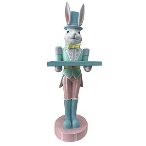 Resina Pascoa Coelho Quebra Nozes Colorido 46X16X15cm Florarte