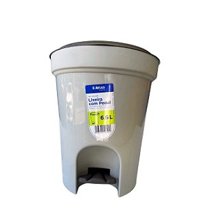 Lixeira Redonda Plástica Com Pedal 6,6L Resistente Atlas